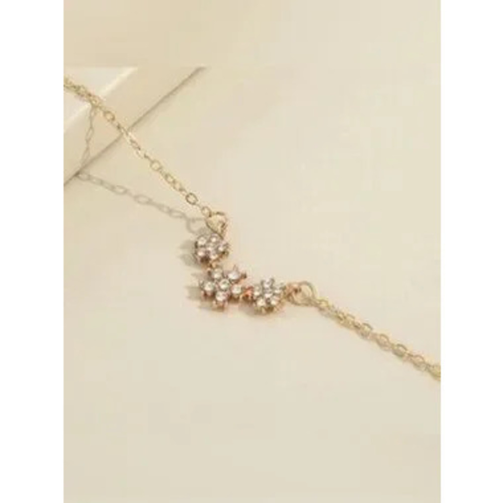 14k Plated CZ Flower Chain Necklace